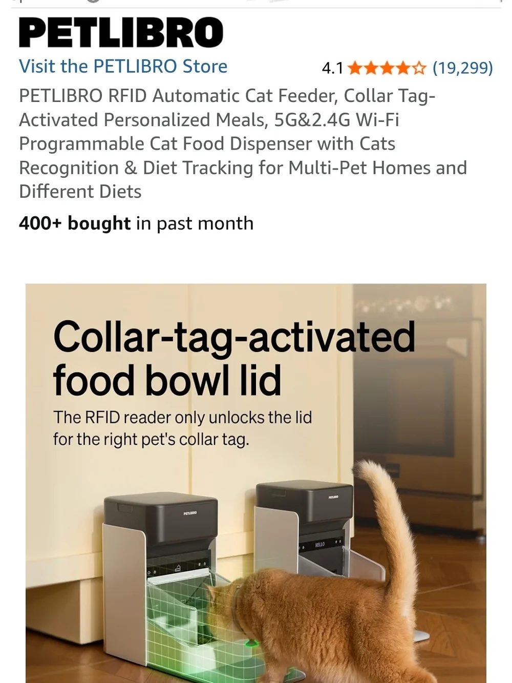 Automatic RFID Cat Feeder – Smart Wi‑Fi Food Dispenser White 3L